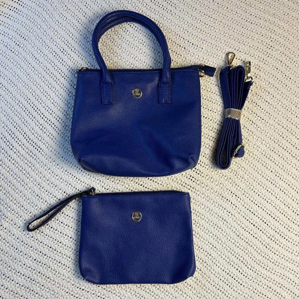 Bella Rose Cobalt Blue Pebble Grain Mini‎ Tote & Wristlet Set